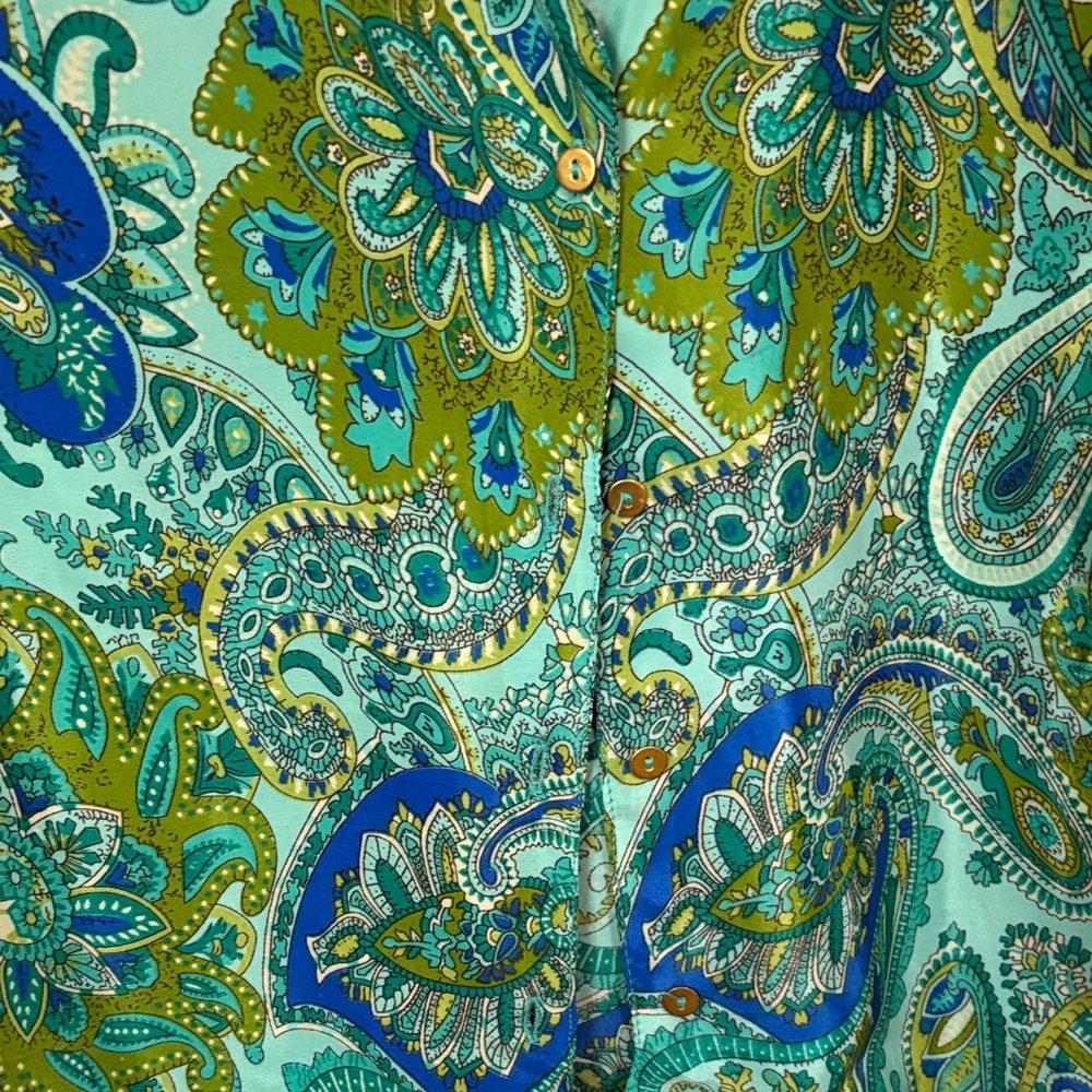 Chelsea & Theadore Green and Blue Paisley Blouse - Picture 3 of 8